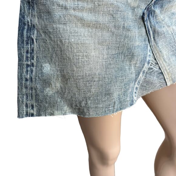 New Fabric Brand & Co Dirty Wash Selvedge Distressed Jean Denim Mini Skirt 29/34 - Picture 16 of 16
